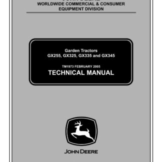 John Deere GX255 GX325 GX335 GX345 Lawn Garden Tractor Service Repair Manual