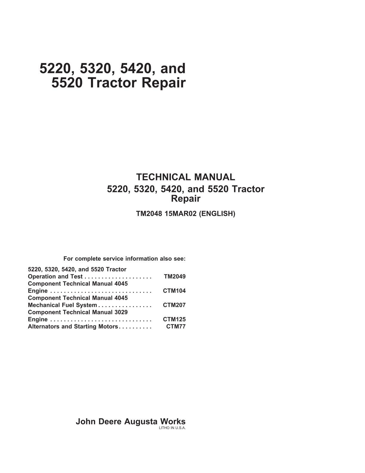 John Deere 5220 5320 5420 5520 Tractor Service Repair Manual