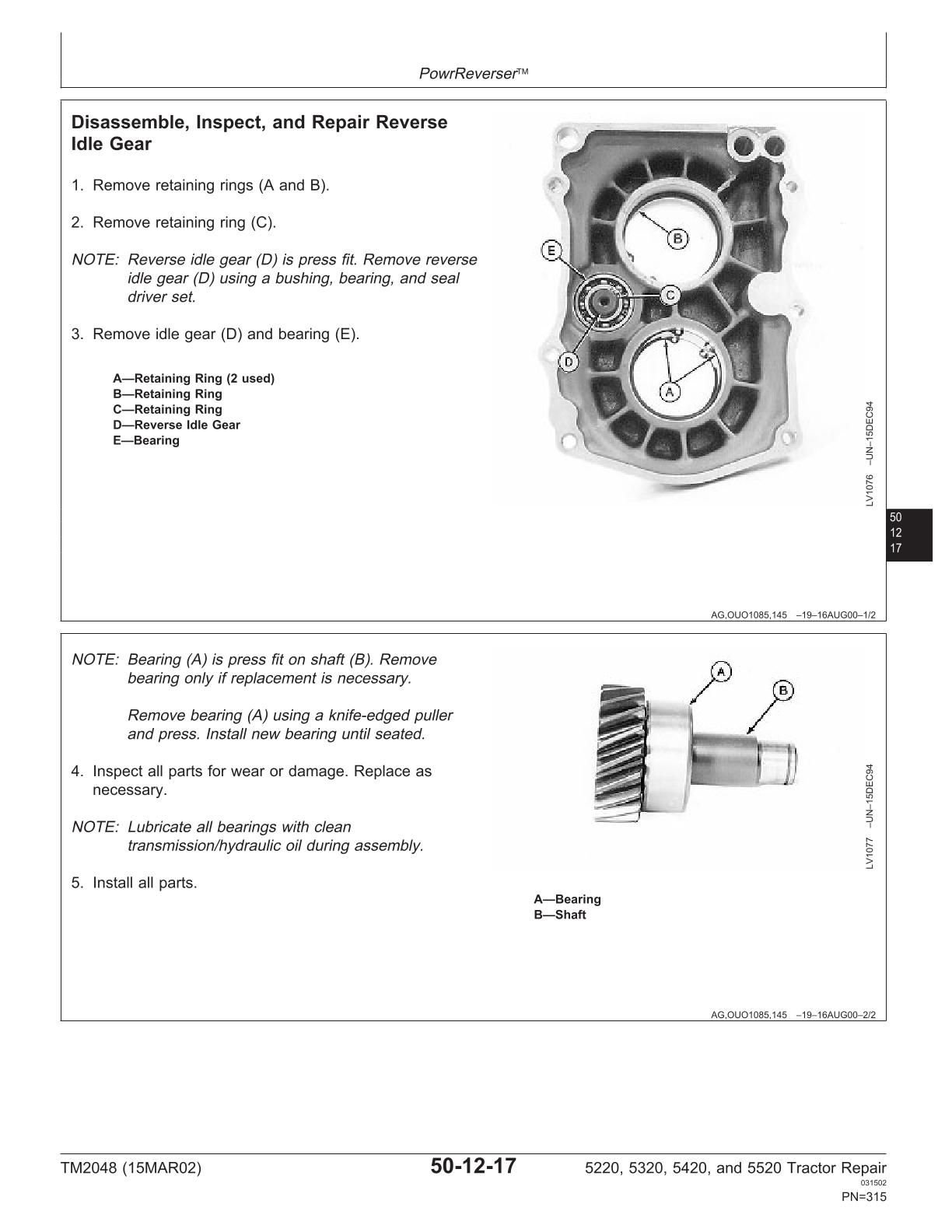 John Deere 5220 5320 5420 5520 Tractor Service Repair Manual - Image 3