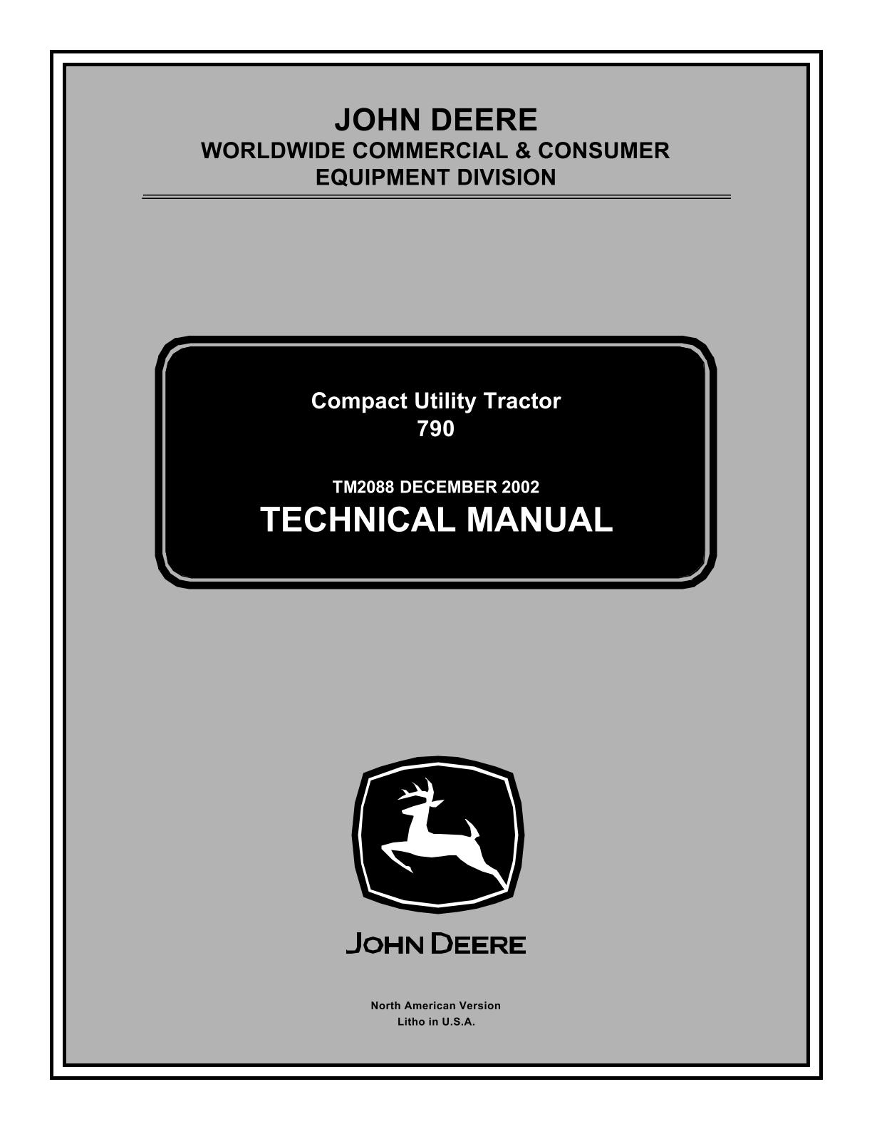 John Deere 790 Compact Utility Tractor Service Repair Manual