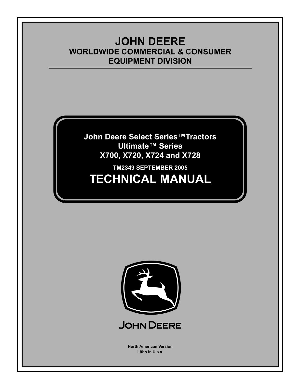 John Deere X700 X720 X724 X728 Lawn & Garden Tractor Service Repair Manual