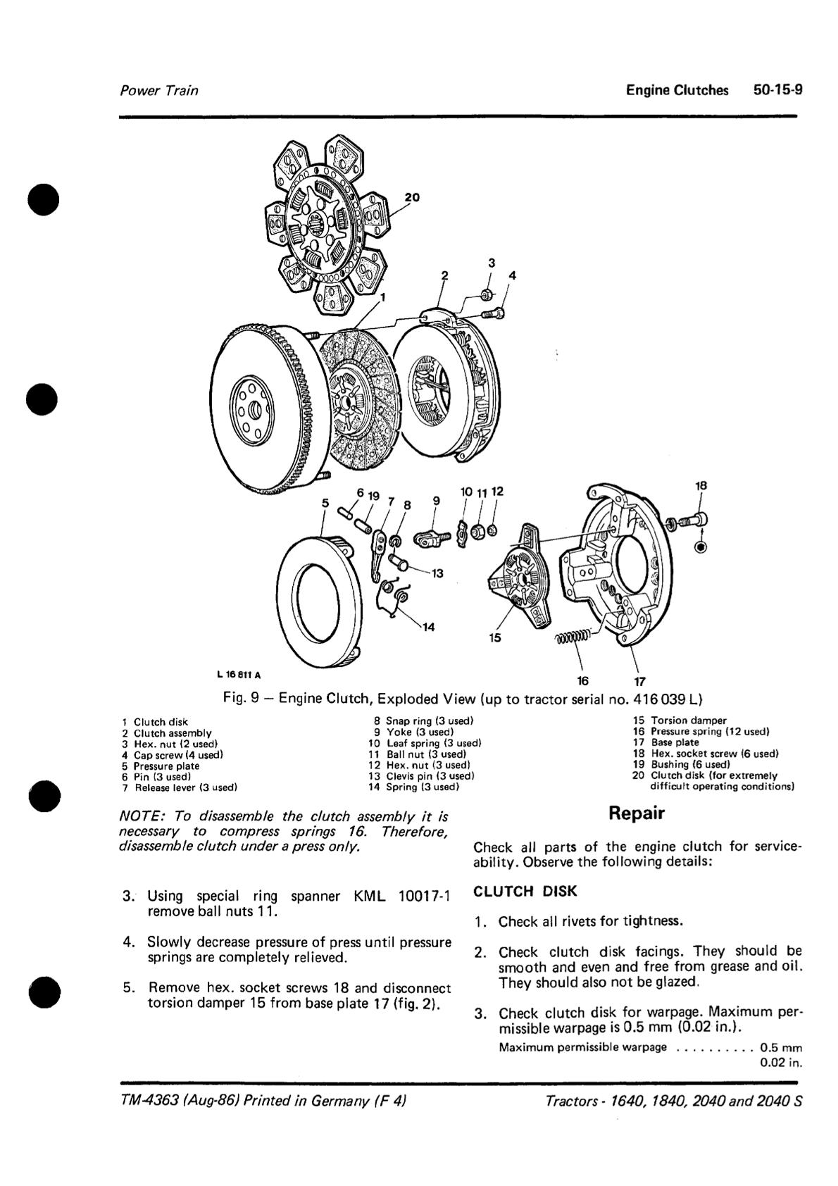 John Deere 1640 1840 2040 2040s Tractors Service Repair Manual - Image 3