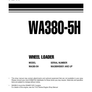 Komatsu WA380-5H Wheel Loader Service Repair Manual