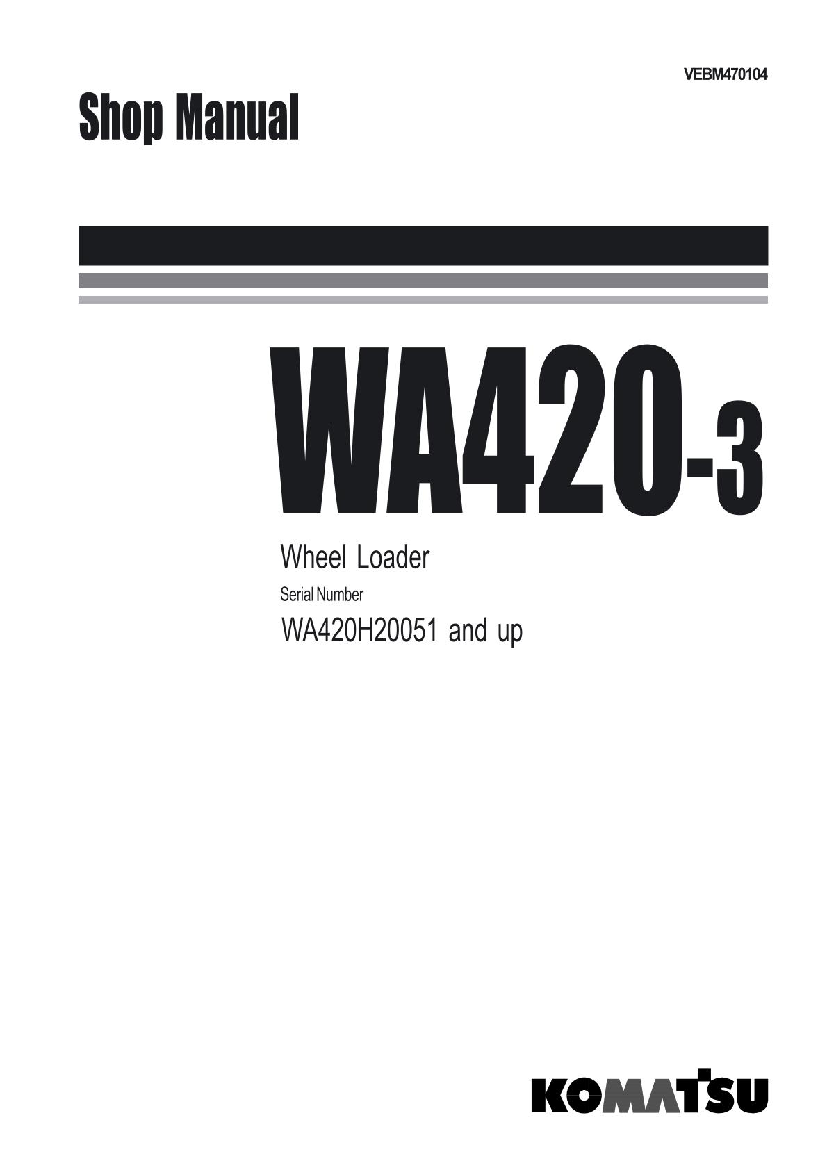 Komatsu WA420-3 Wheel Loader Service Repair Manual
