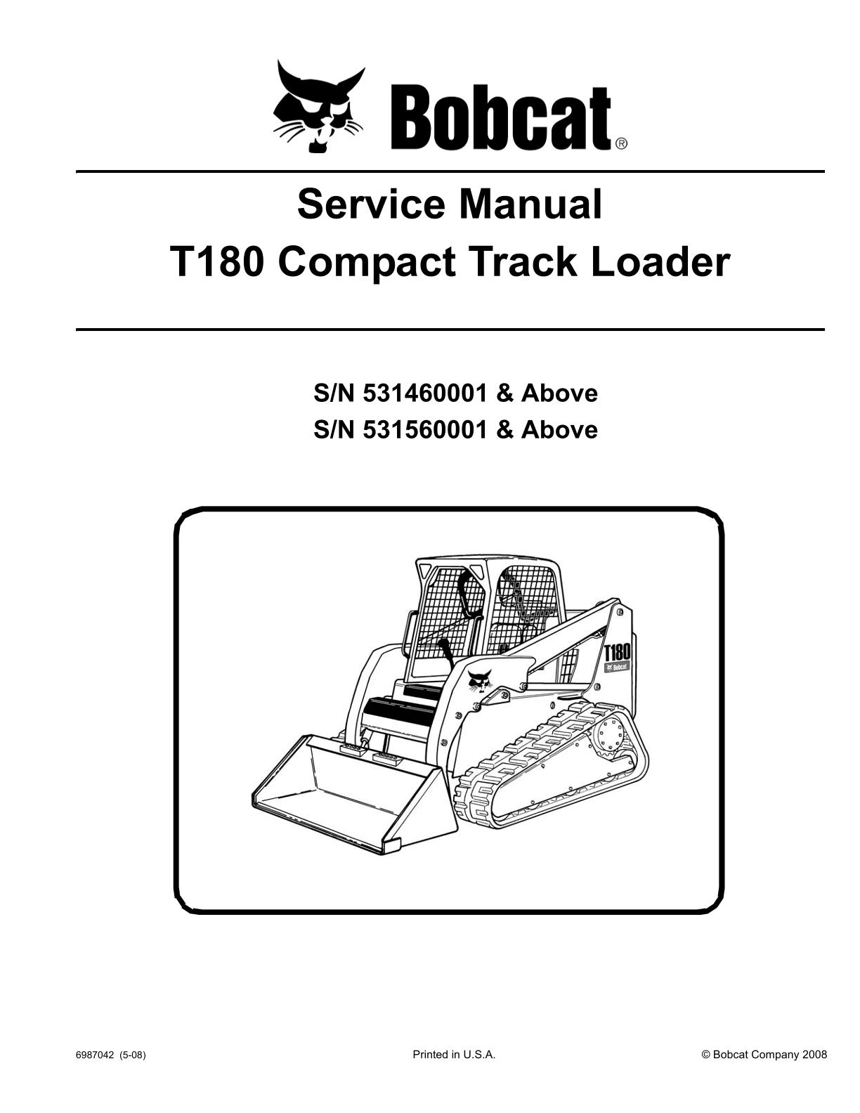 Bobcat T180 Compact Track Loader Service Repair Manual