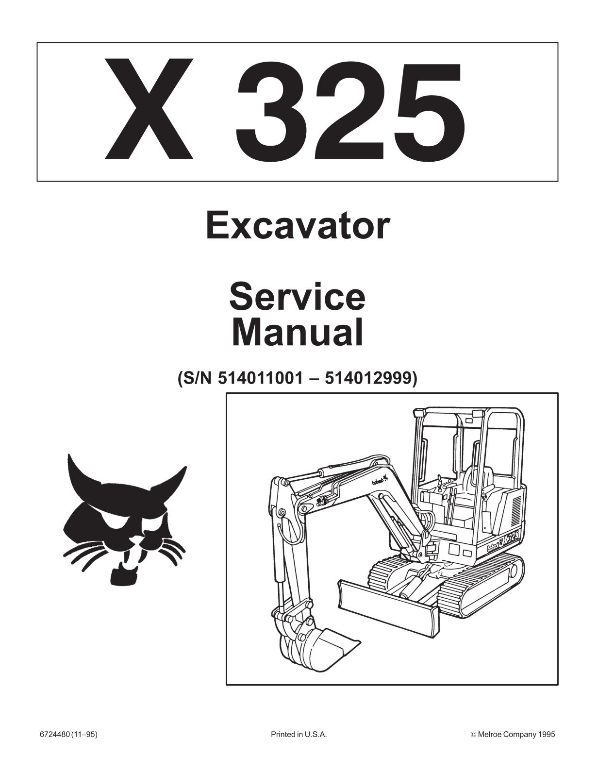 Bobcat 325 Compact Excavator Service Repair Manual