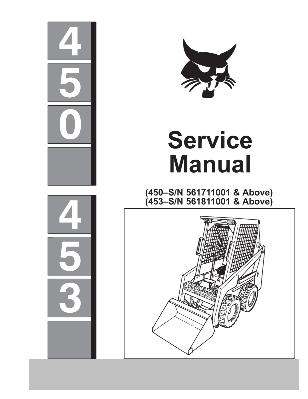 Bobcat 450, 453 Skid Steer Loader Service Repair Manual