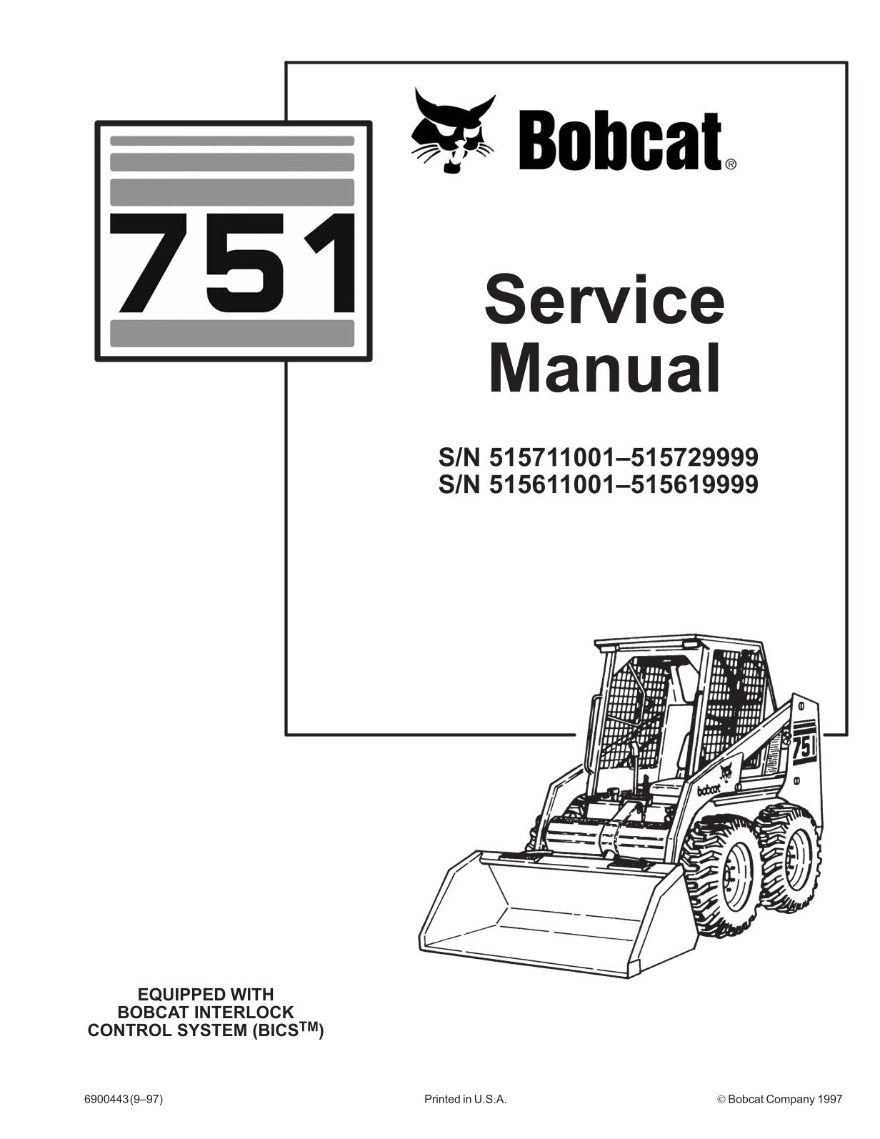 Bobcat 751 Skid Steer Loader Service Repair Manual