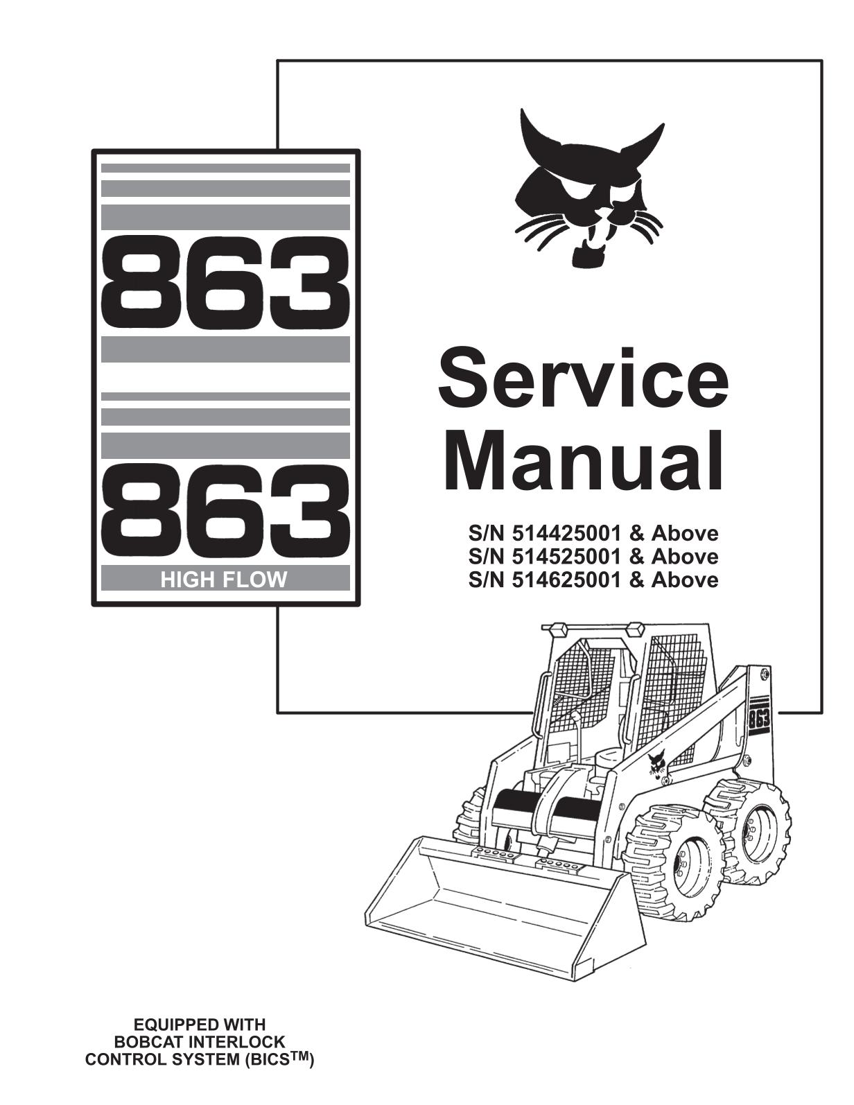 Bobcat 863 Skid Steer Loader Service Repair Manual