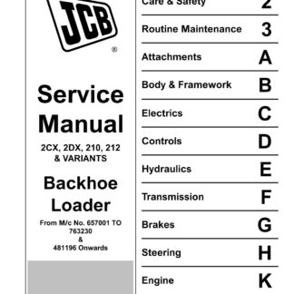 JCB 2CX 2DX 210 212 Backhoe Loader Service Repair Manual