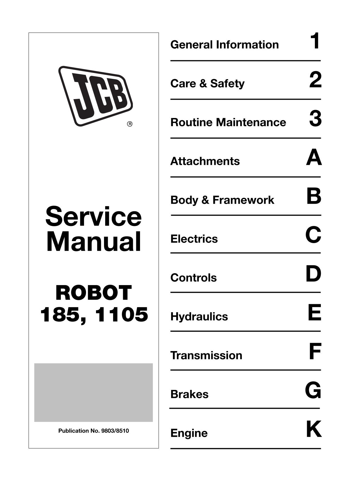 JCB 185 185HF 1105 1105HF Robot Service Repair Manual