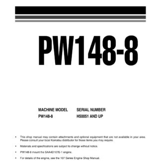 Komatsu PW148-8 Hydraulic Excavator Service Repair Manual