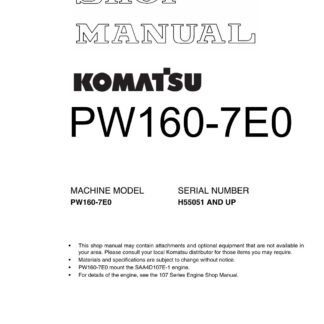 Komatsu PW160-7E0 Hydraulic Excavator Service Repair Manual