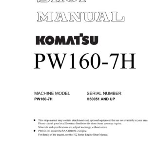 Komatsu PW160-7H Hydraulic Excavator Service Repair Manual