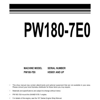 Komatsu PW180-7E0 Hydraulic Excavator Service Repair Manual