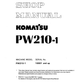Komatsu PW210-1 Hydraulic Excavator Service Repair Manual