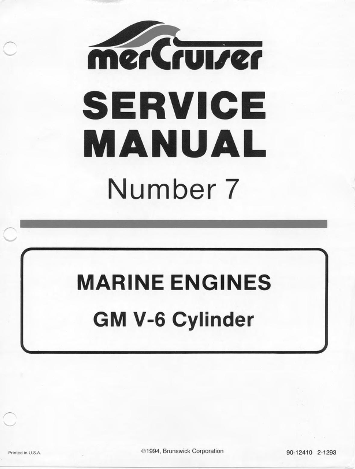 Mercruiser Marine Engines #7 GM V-6 Cylinder Service Repair Manual