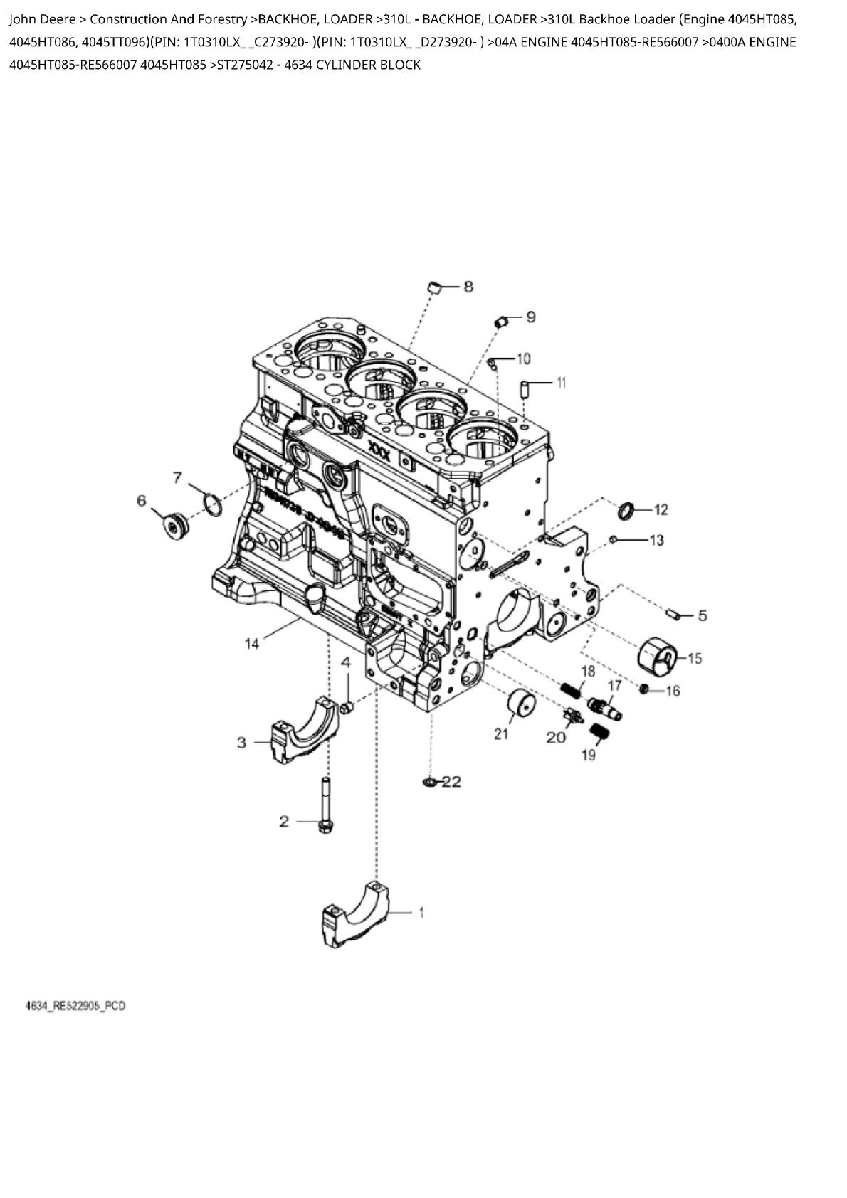 John Deere 310L Backhoe Loader Parts Catalogue manual