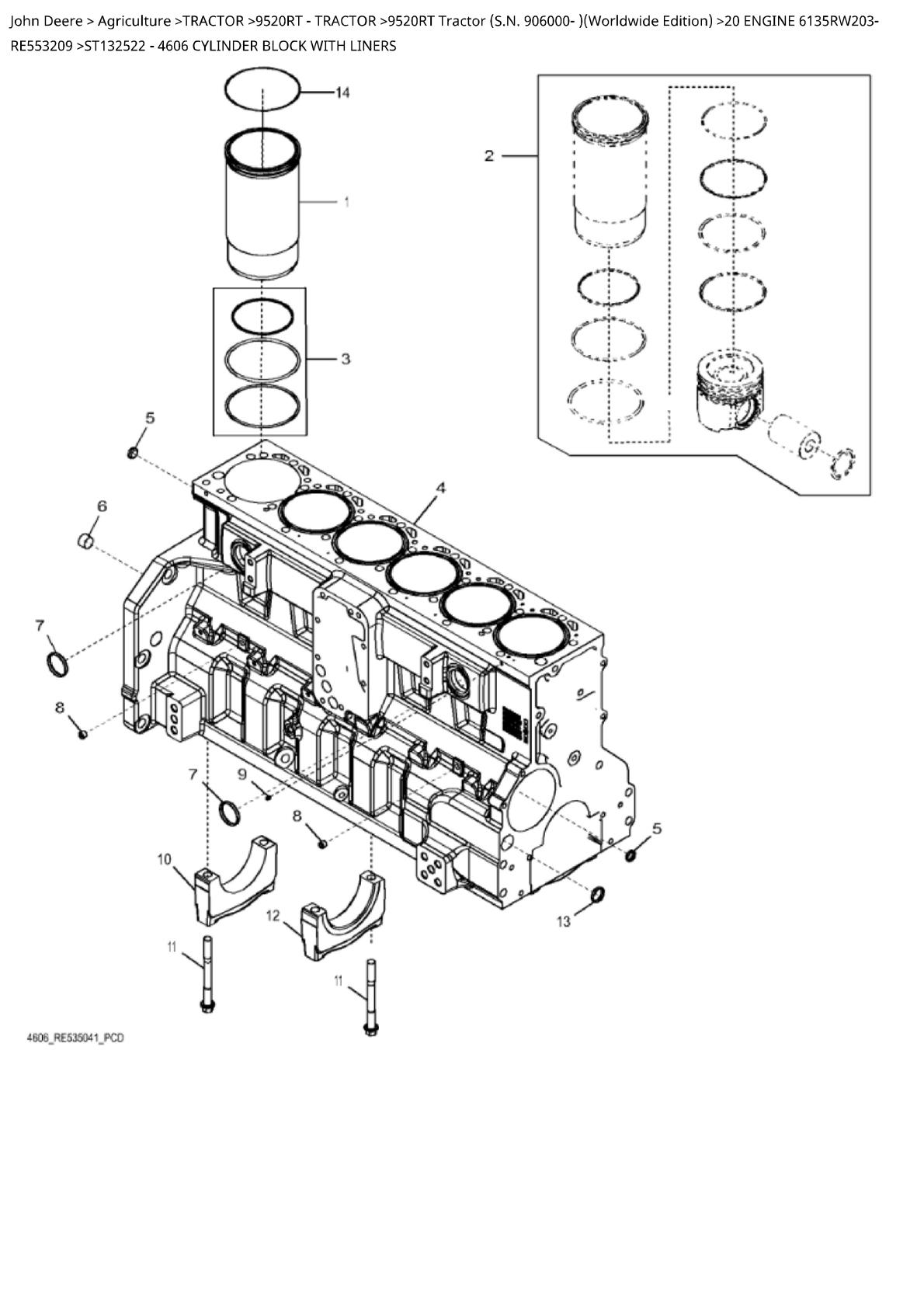 John Deere 9520RT Tractor Parts Catalogue manual