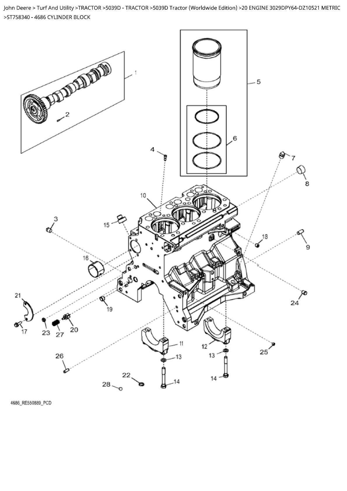 John Deere 5039D Tractor Parts Catalogue manual