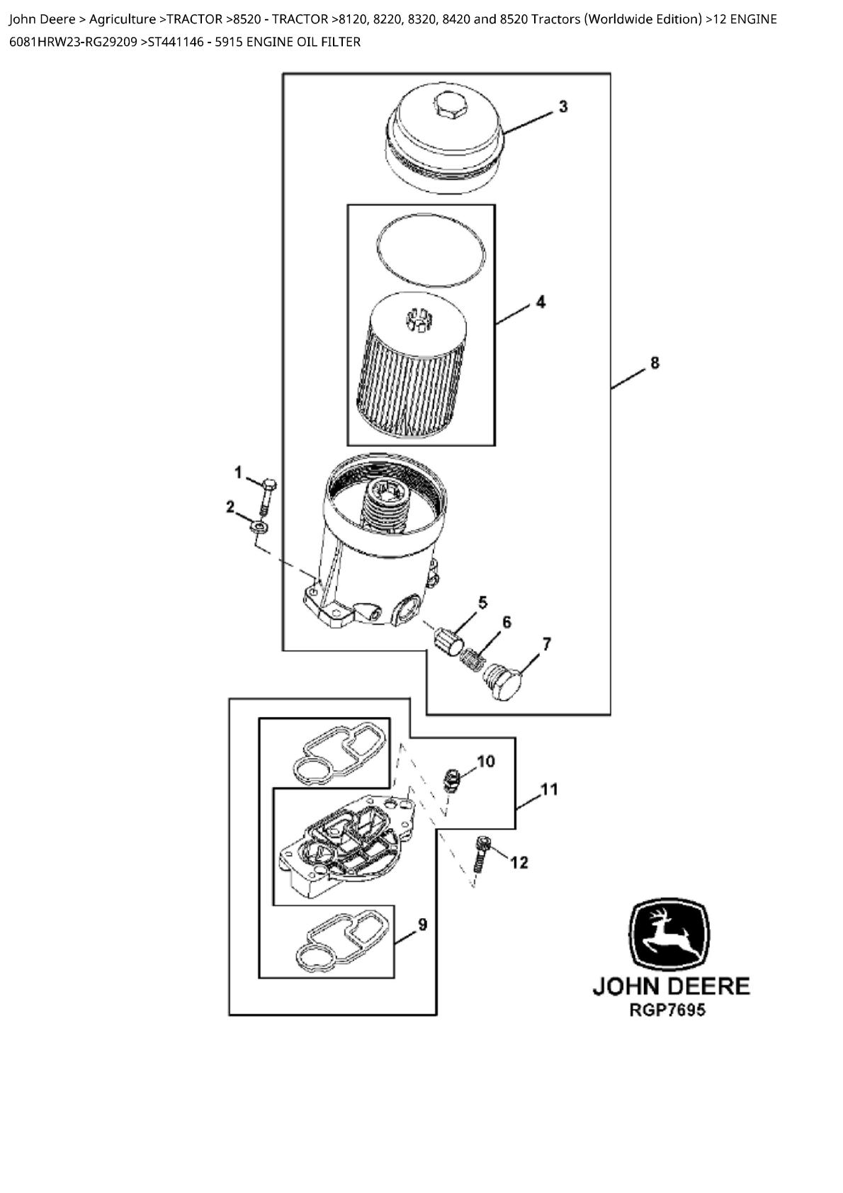 John Deere 8120, 8220, 8320, 8420 and 8520 Tractor Parts Catalogue manual - Image 3