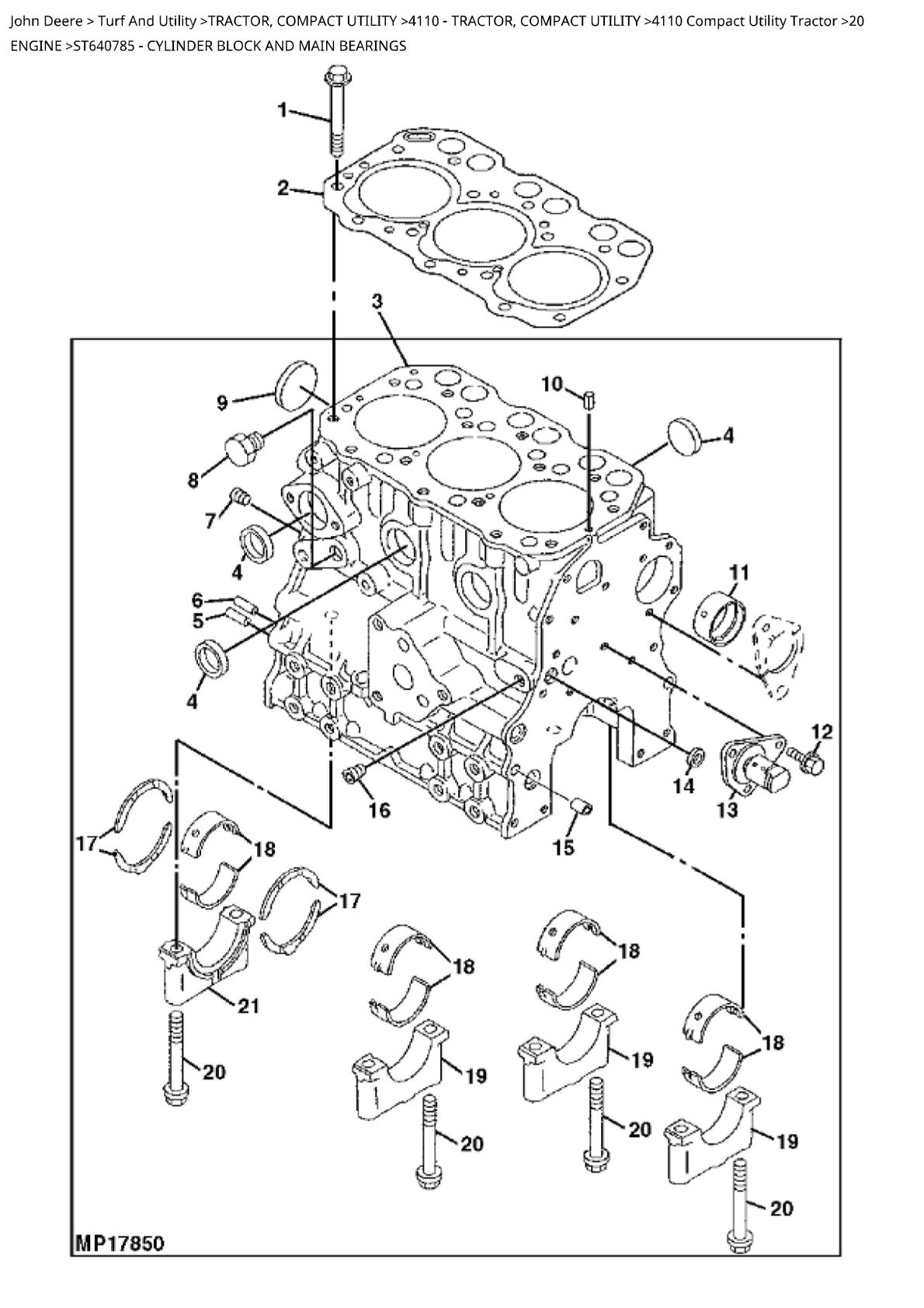 John Deere 4110 Compact Utility Tractor Parts Catalogue manual