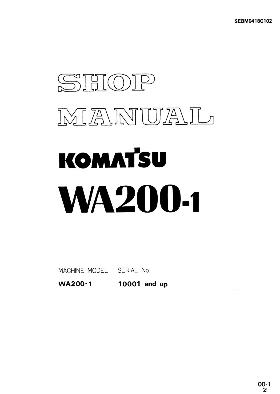 Komatsu WA200-1 Wheel Loader Service Repair Manual