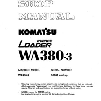 Komatsu WA380-3 Avance Wheel Loader Service Repair Manual