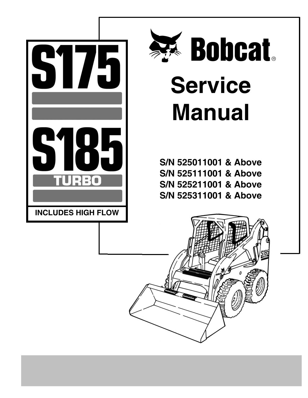 Bobcat S175, S185 Skid Steer Loader Service Repair Manual