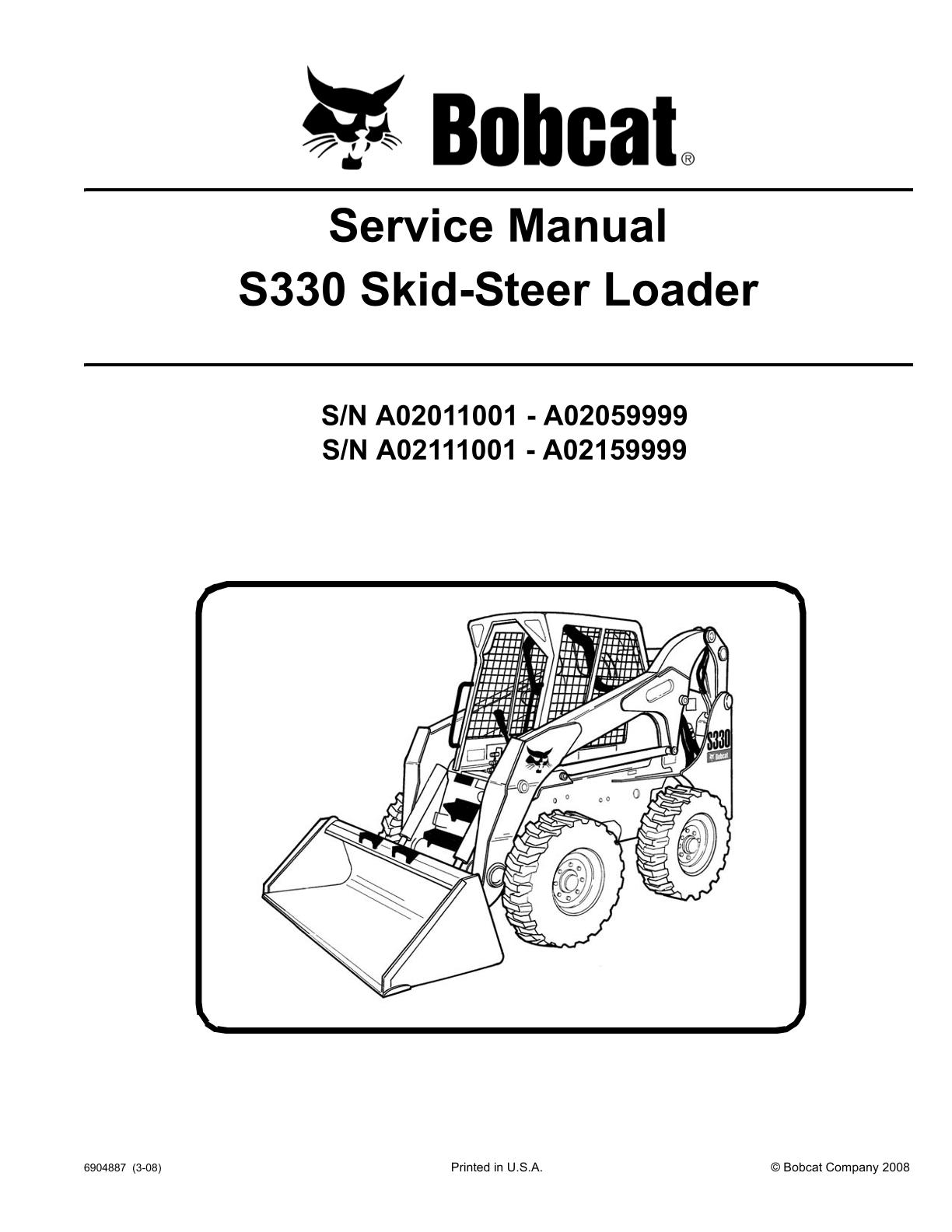 Bobcat S330 Skid Steer Loader Service Repair Manual