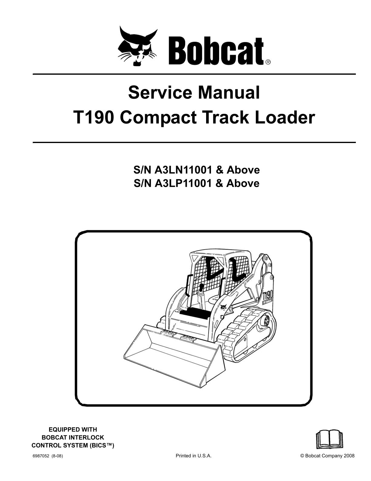 Bobcat T190 Compact Track Loader Service Repair Manual