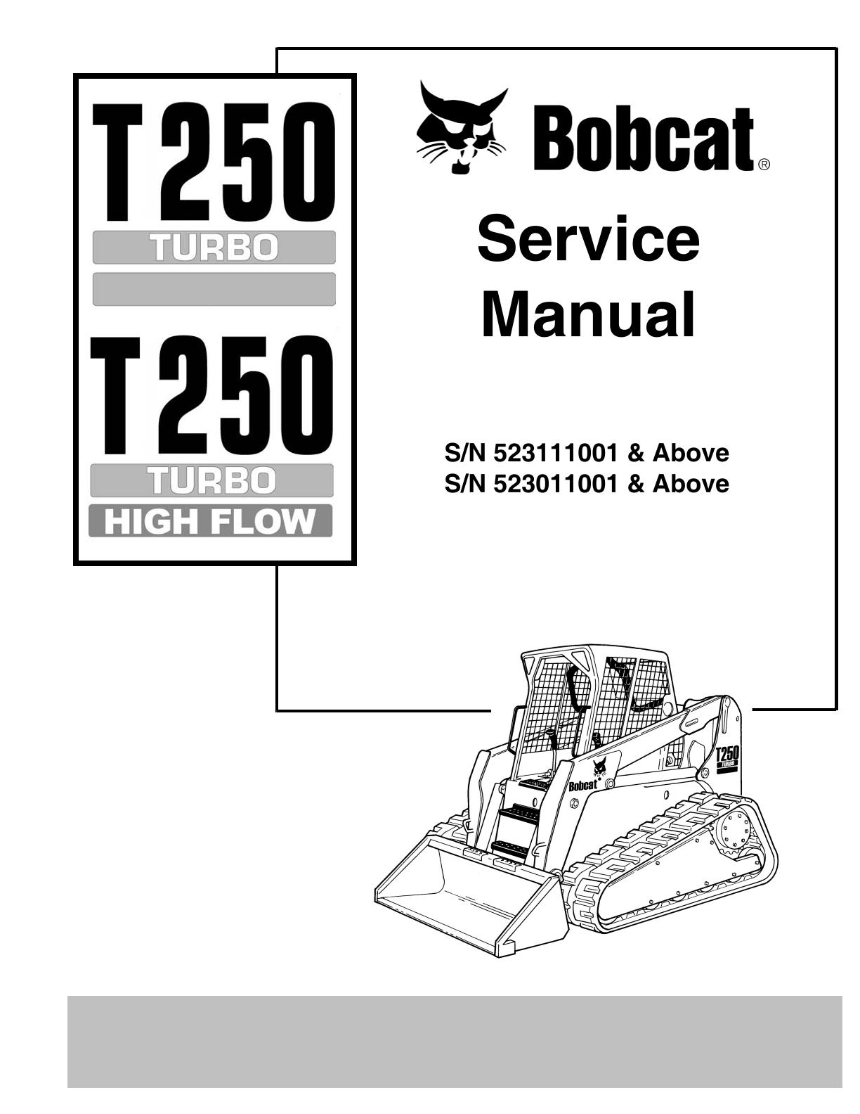 Bobcat T250 Compact Track Loader Service Repair Manual